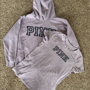 Victoria’s Secret Pink lavender Hoodie and T-Shirt Set size medium